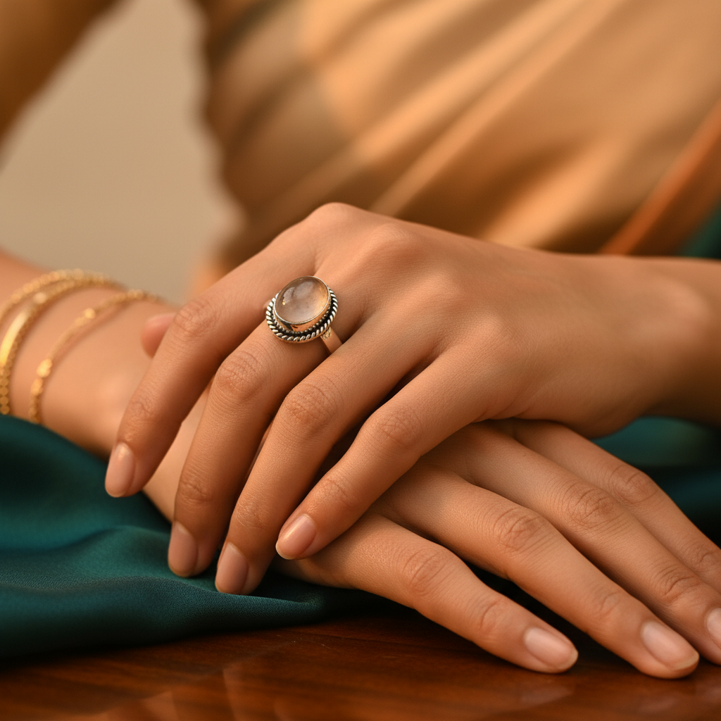 925 Silver Rose Quartz Ring for Women | Gift Jewelry