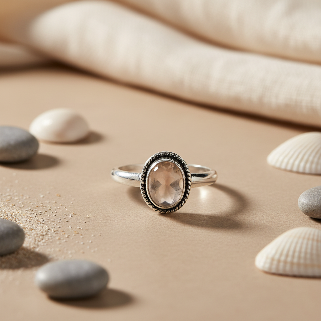 925 Silver Rose Quartz Ring for Women | Gift Jewelry