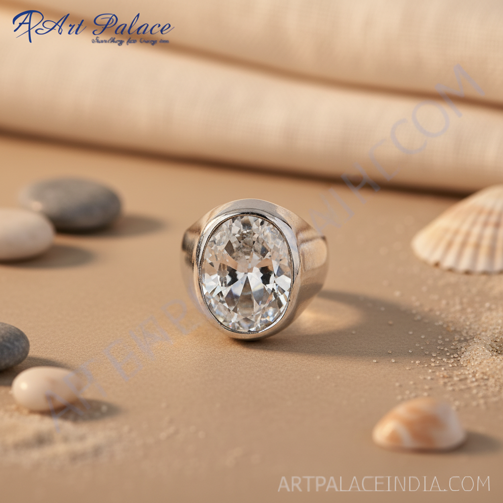 Silver Ring with Oval Cut White Gemstone for Women | Gift Ring
