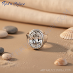 Load image into Gallery viewer, Silver Ring with Oval Cut White Gemstone for Women | Gift Ring
