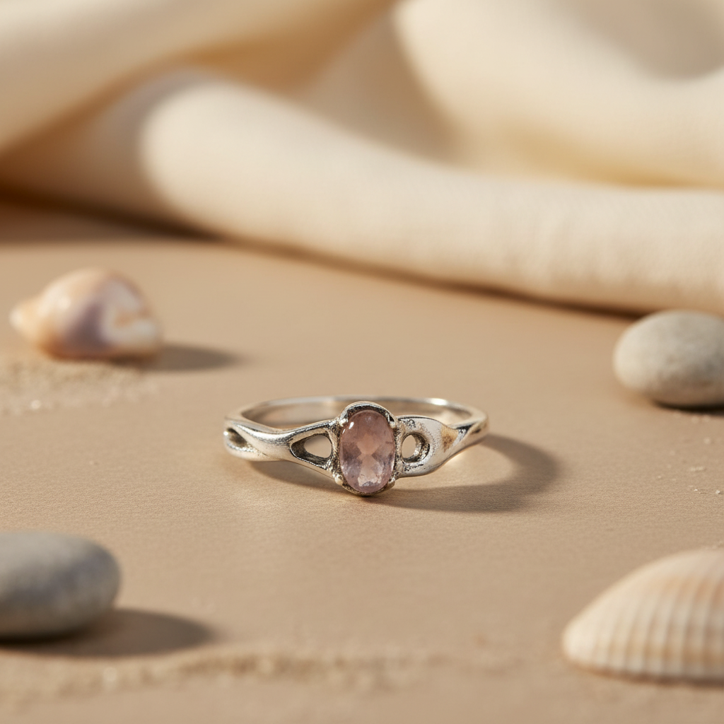 925 Silver Rose Quartz Ring for Women | Gemstone Jewelry