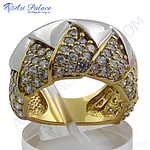 Load image into Gallery viewer, gold plating and diamond pave cocktail ring, featuring a geometric design with numerous small diamonds.
