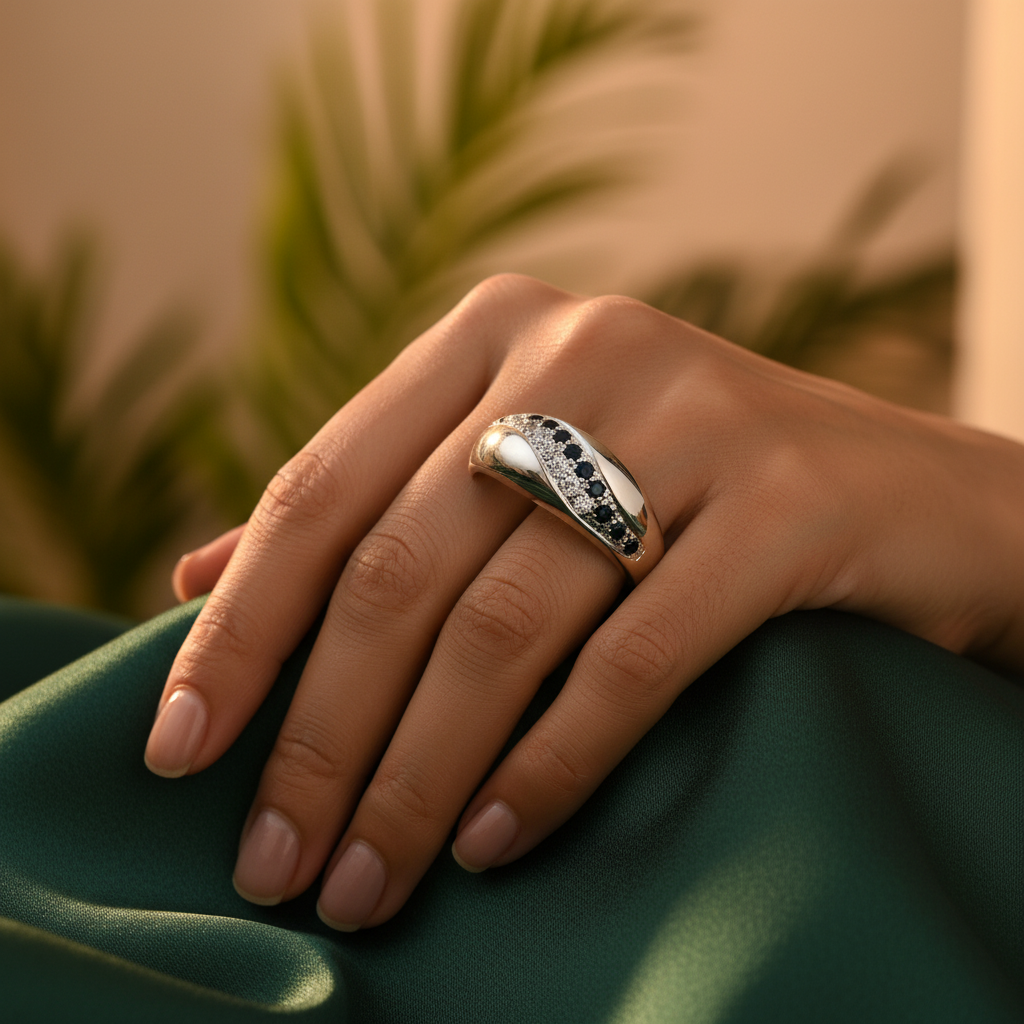 925 Silver Black Stone Ring for Women | Statement Jewelry