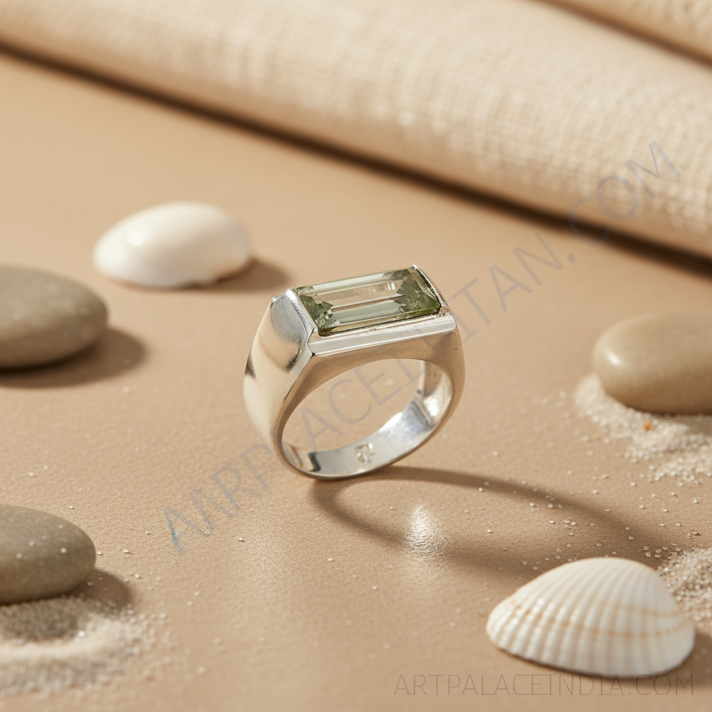 Anillo de plata con corte esmeralda | Para hombre | Joyería de regalo