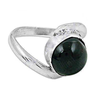 925 silver round green gemstone ring | for women | gift