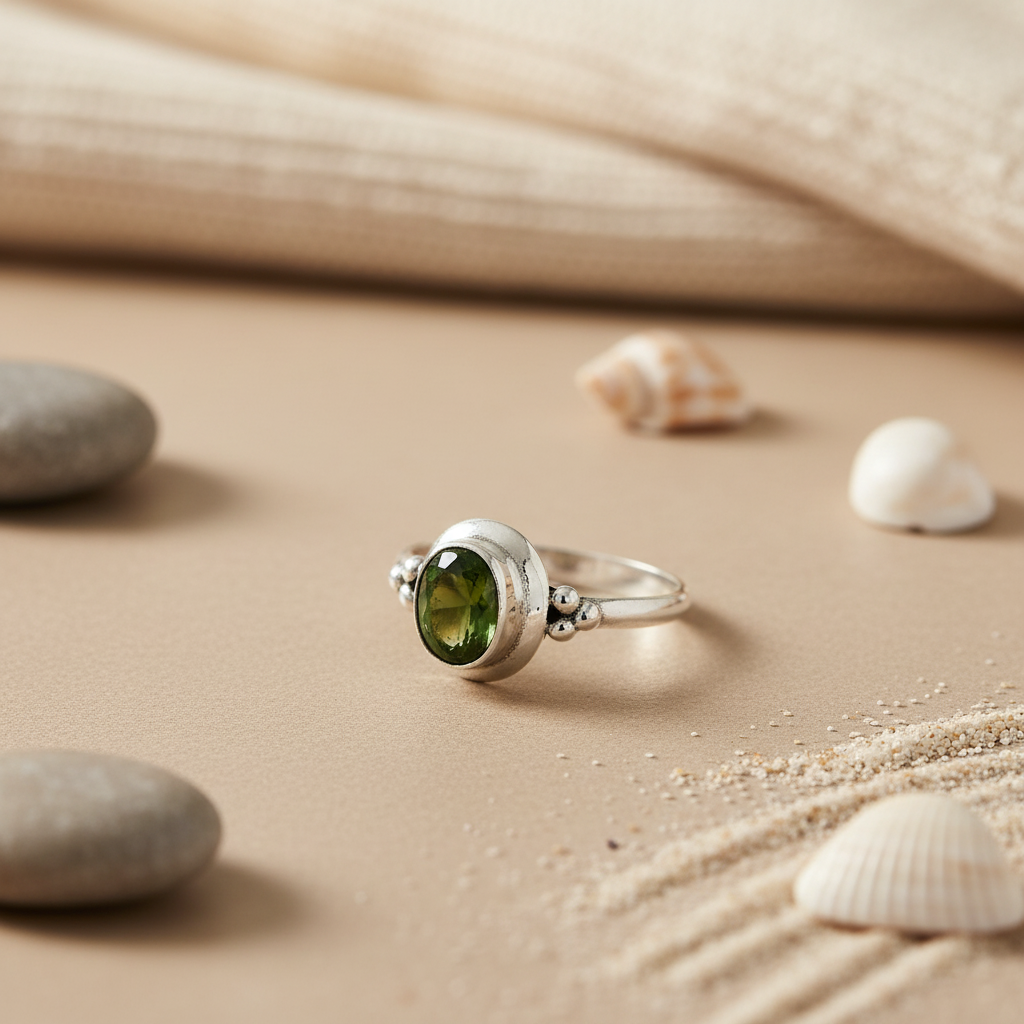 925 Silver Peridot Ring for Women | Gemstone Jewelry