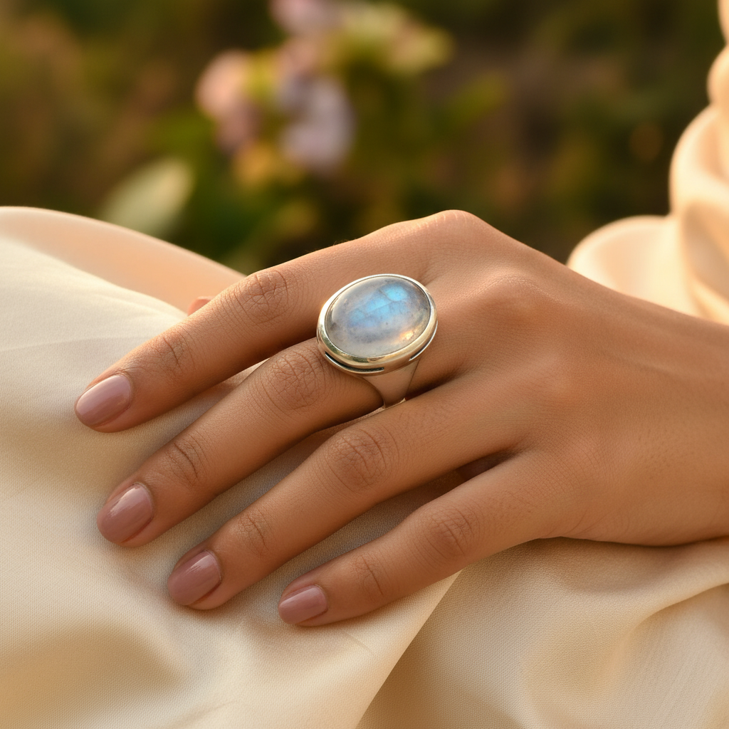 925 Sterling Silver Moonstone Ring for Women | Gift Jewelry