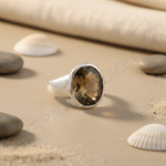 Load image into Gallery viewer, Anillo de cuarzo ahumado en plata de ley 925 para mujer | Regalo
