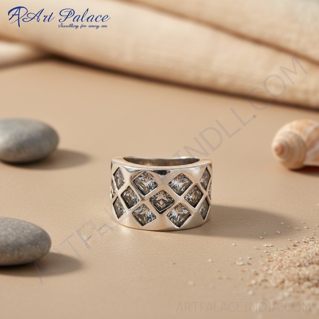 Anillo de plata con circonita cúbica para mujer | joyería llamativa