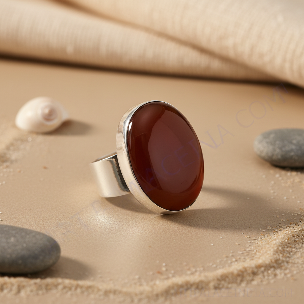 Anillo de plata con cornalina para mujer | Joyería llamativa