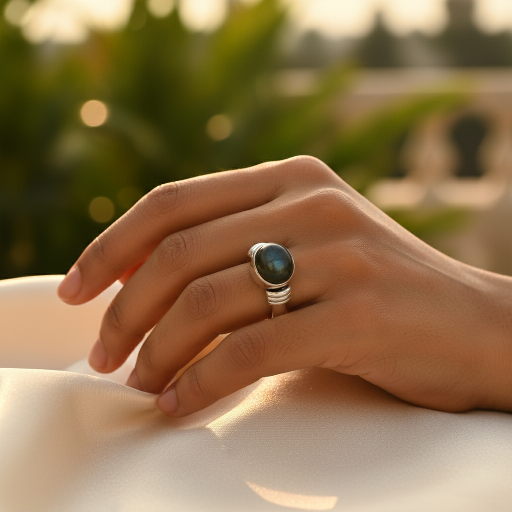 925 Silver Labradorite Ring for Women | Gemstone Jewelry