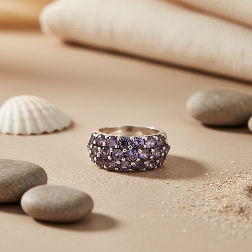 925 Silver Purple Gemstone Ring for Women | Cocktail Jewelry