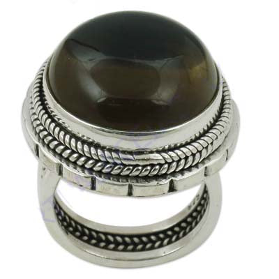 925 Silver Smoky Quartz Ring for Women | Gemstone Jewelry
