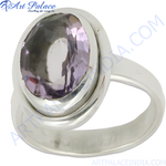 Load image into Gallery viewer, Sterling silver amethyst ring, featuring a large oval-cut purple gemstone, designed for women's jewelry.
