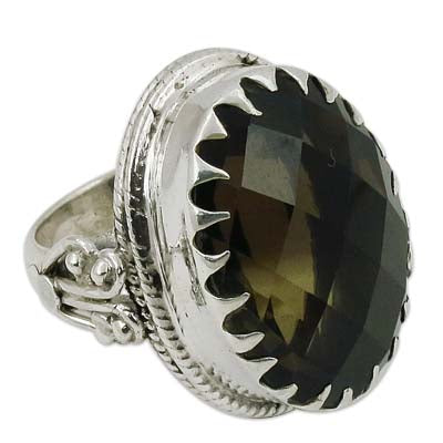 925 Silver Smoky Quartz Ring for Women | Statement Jewelry