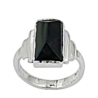 925 Silver Onyx Ring for Men | Black Gemstone Ring