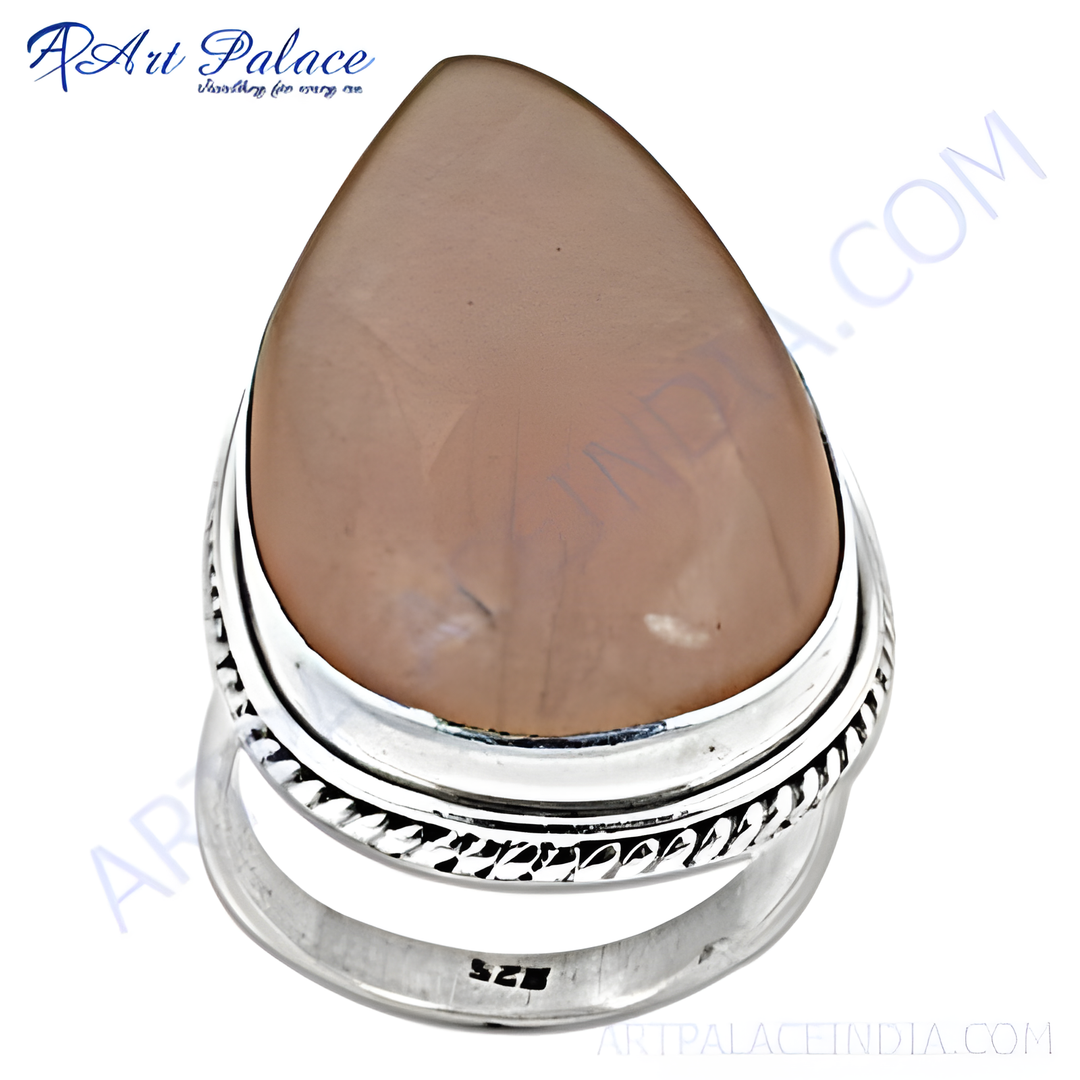 925 sterling silver teardrop ring with light brown gemstone, ideal for women's jewelry and daily wear.