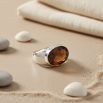 Load image into Gallery viewer, Silver Ring with Citrine Gemstone for Women | Cocktail Ring
