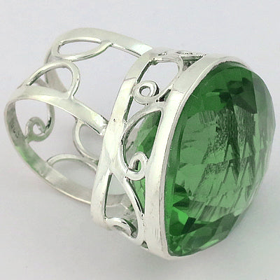 925 Silver Green Gemstone Ring for Women | Statement Jewelry