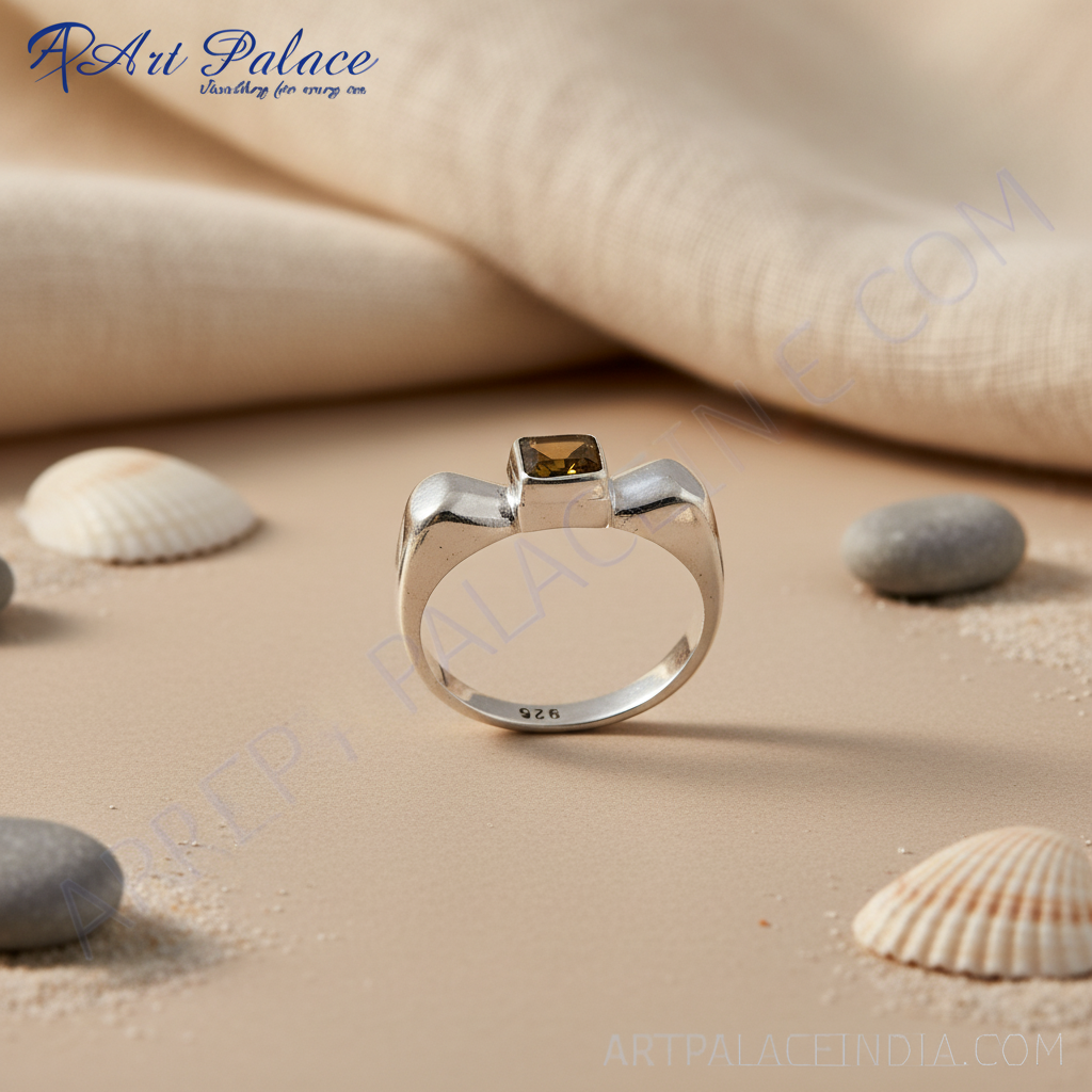 925 Silver Citrine Square Ring for Women | Gift Jewelry