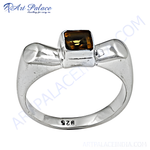 Load image into Gallery viewer, 925 sterling silver citrine square ring with a warm amber gemstone center, suitable for women
