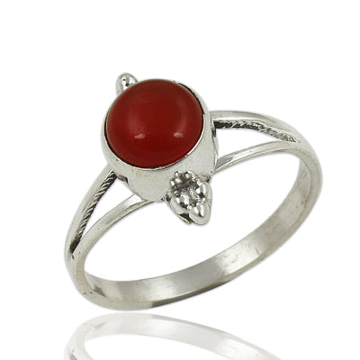 925 Silver Red Carnelian Ring for Women | Gemstone Jewelry