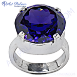 Load image into Gallery viewer, 925 sterling silver statement ring with a large, faceted blue gemstone, perfect for women's fashion.
