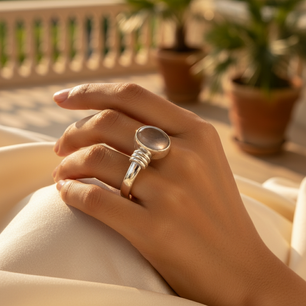 925 Silver Rose Quartz Ring for Women | Gemstone Jewelry
