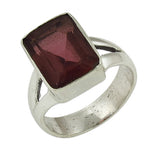 Load image into Gallery viewer, 925 Silver Garnet Ring for Women | Rectangle Gemstone Ring
