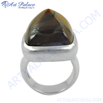 Load image into Gallery viewer, Sterling silver statement ring with a large brown gemstone, perfect for women's fashion and gifting.
