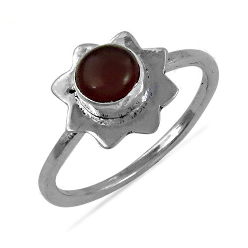 925 Silver Garnet Flower Ring for Women | Gemstone Jewelry