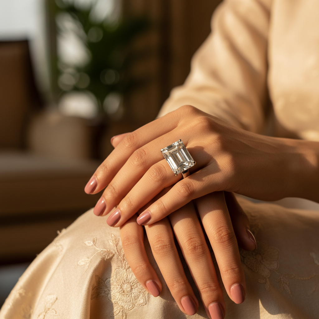 Anillo de talla esmeralda | Anillo de plata | Regalo de aniversario