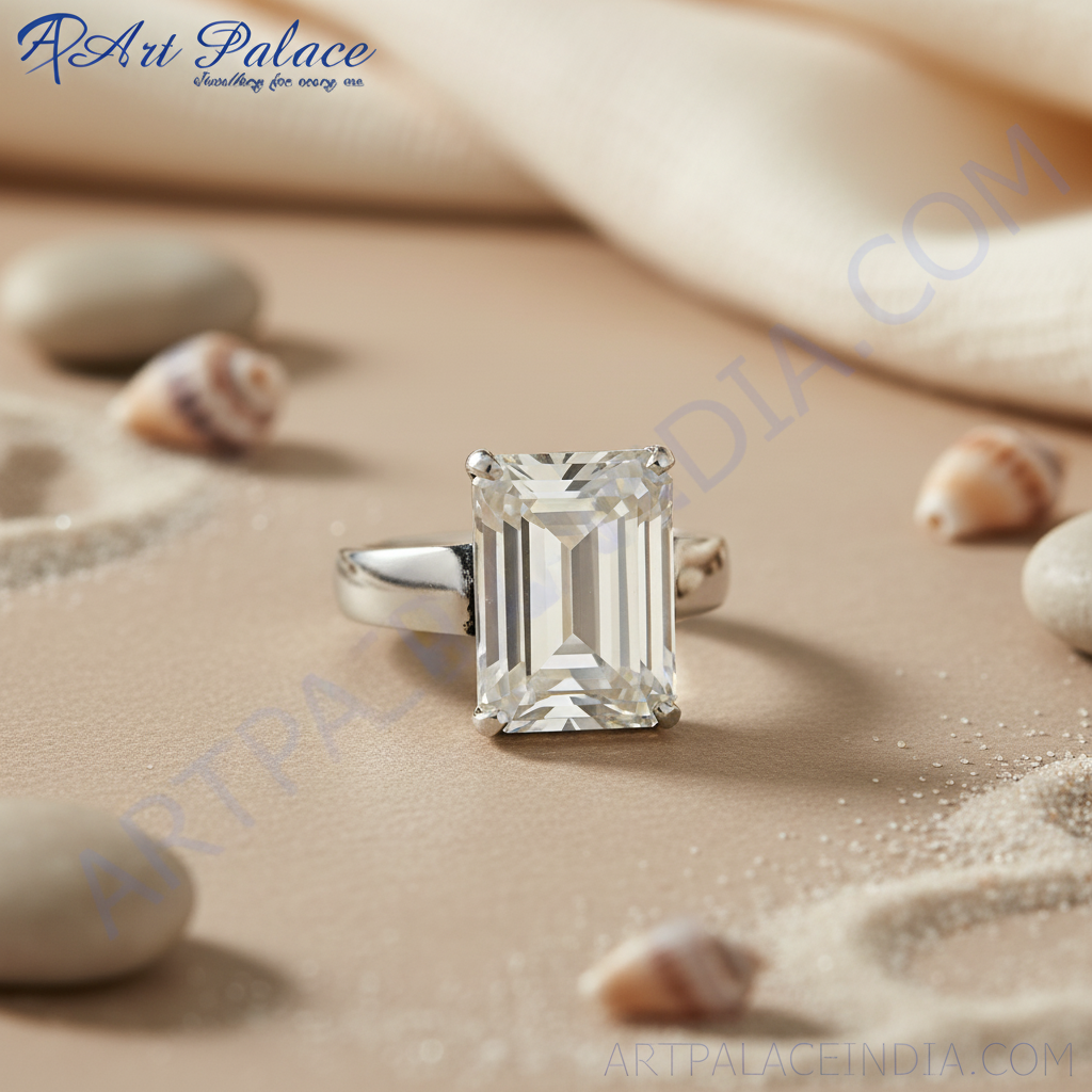 Anillo de talla esmeralda | anillo de plata | regalo de aniversario