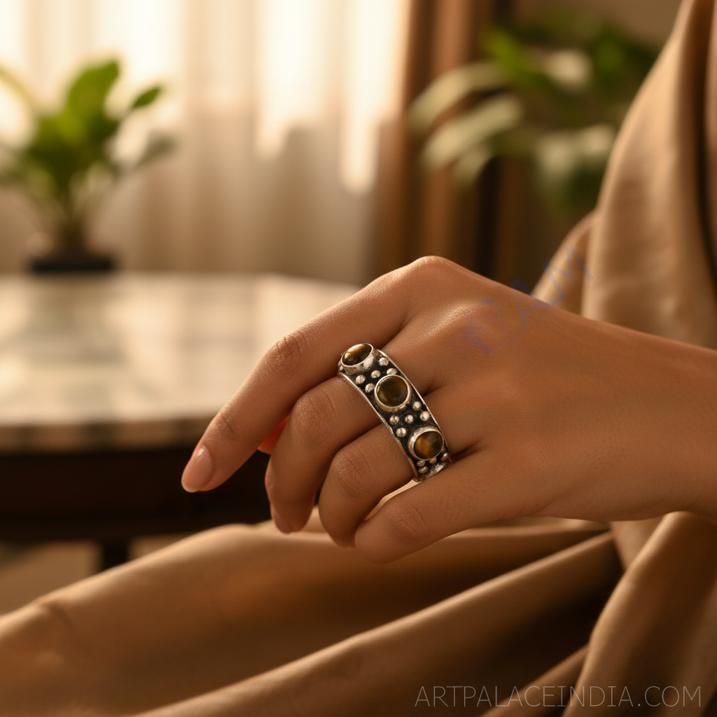 Tiger Eye Stone Silver Ring | Women's Bohemian Jewelry