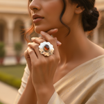 将图像加载到图库查看器中， 925 Silver Flower Ring with Gemstone | Women's Ring | Gift
