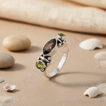 Load image into Gallery viewer, 925 Silver Peridot &amp; Smoky Quartz Ring | Women's Gemstone Jewelry
