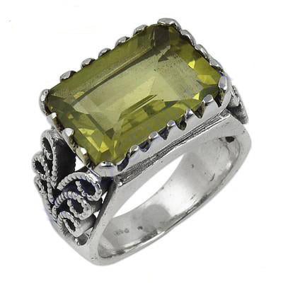 925 Silver Citrine Rectangular Ring for Women | Gift Jewelry