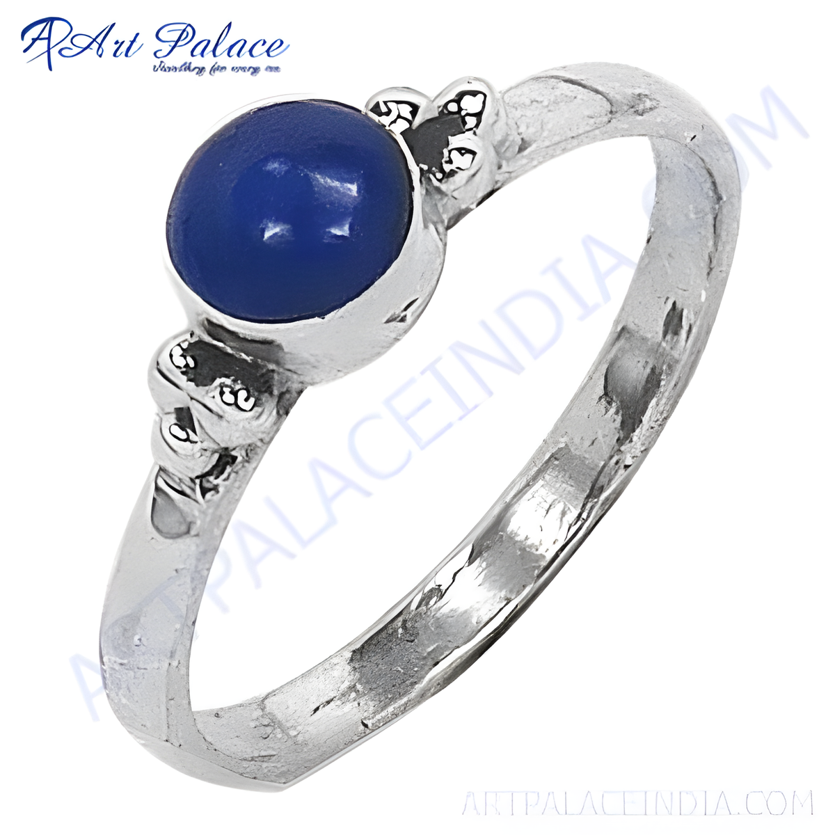 925 sterling silver ring with a vibrant blue gemstone for women