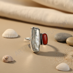 Load image into Gallery viewer, 925 Silver Pearl &amp; Coral Ring | Statement Ring for Women
