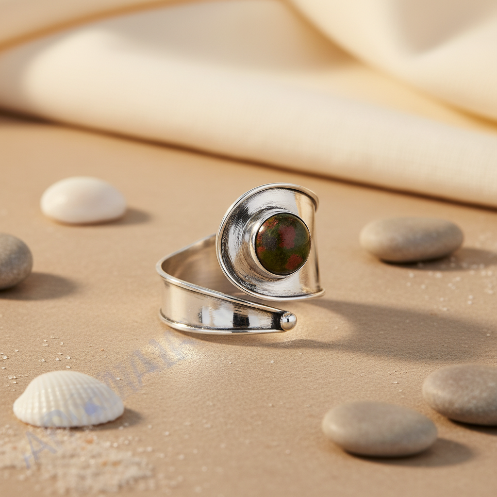 925 Sterling Silver Unakite Stone Ring for Women | Gift