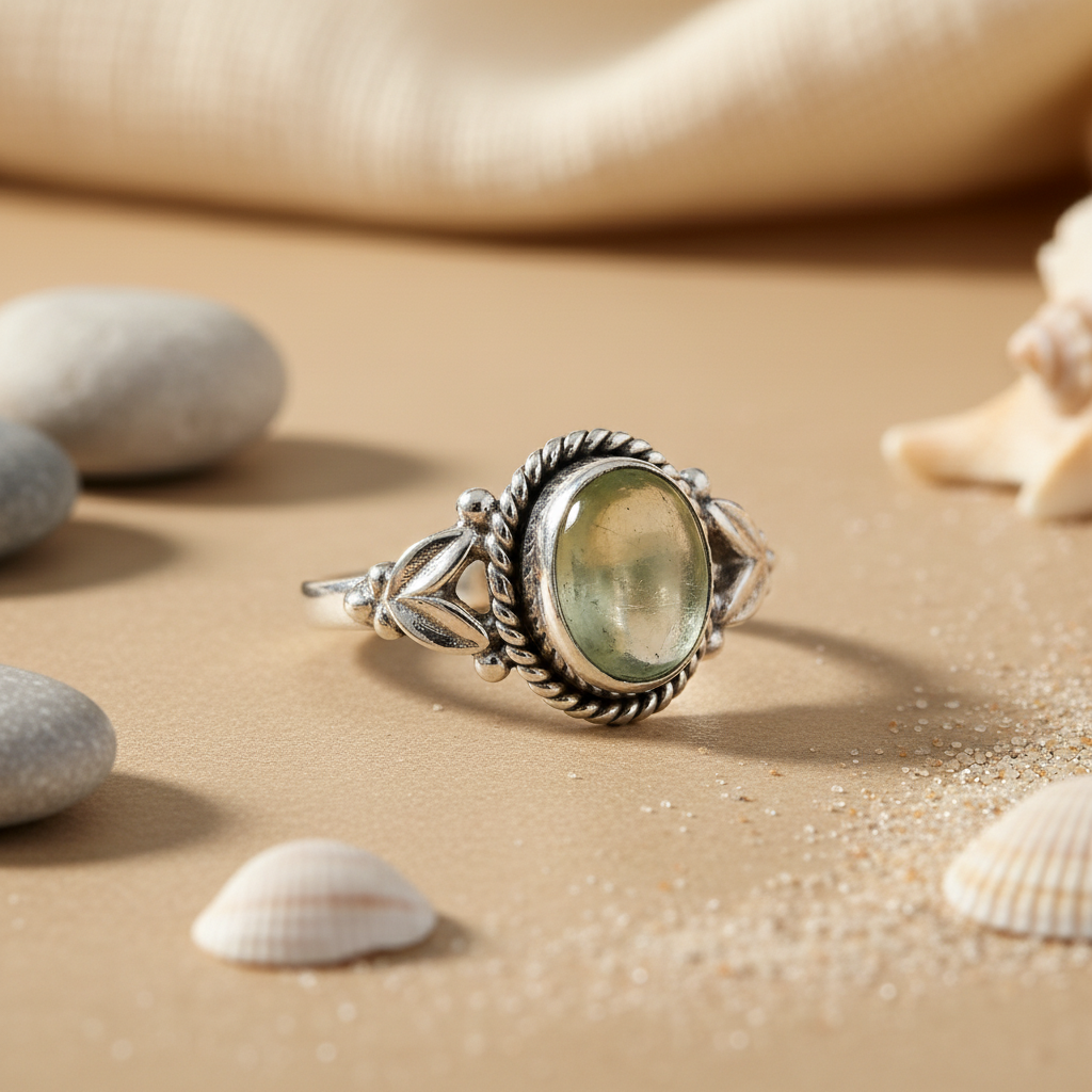 925 Silver Prehnite Gemstone Ring for Women | Gift Jewelry