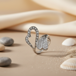 Load image into Gallery viewer, Silver Diamond Heart Ring for Women | Anniversary Gift
