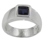 Load image into Gallery viewer, Silver Ring with Square Cut Sapphire | Men's Ring
