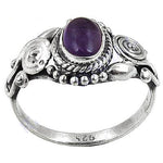 将图像加载到图库查看器中， 925 Silver Oval Purple Stone Ring for Women | Gift Jewelry
