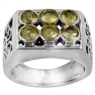 925 Silver Gemstone Ring for Men | Yellow Stone Jewelry