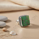 Load image into Gallery viewer, 925 Silver Green Gemstone Ring for Women | Statement Jewelry
