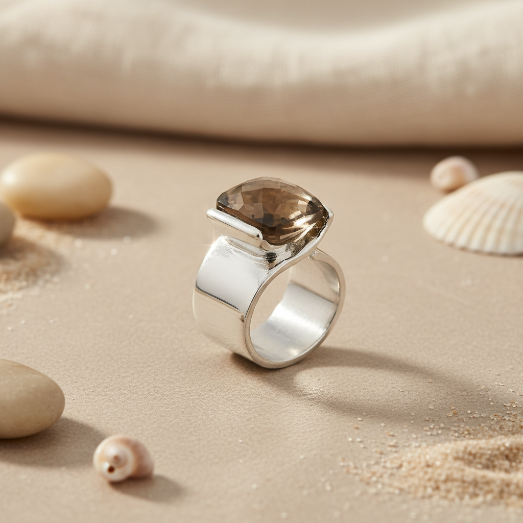 925 Silver Smoky Quartz Ring for Women | Gemstone Jewelry