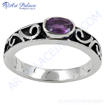 Load image into Gallery viewer, 925 sterling silver amethyst ring with oval-cut purple gemstone, perfect for women.
