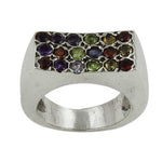 Load image into Gallery viewer, Silver Multi-Gemstone Ring for Women | Statement Jewelry
