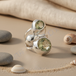 Load image into Gallery viewer, Silver Ring with Green Gemstone | Women&#39;s Fashion Ring
